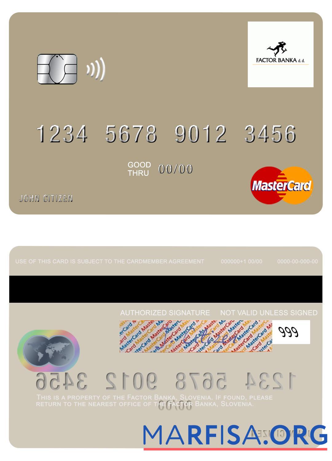 Realistic Slovenia Factor banka mastercard example